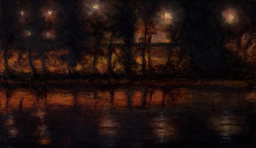 Rio T&acirc;mega  nr.XIV, 33 x 19 cm, Oel auf Holz, 2012