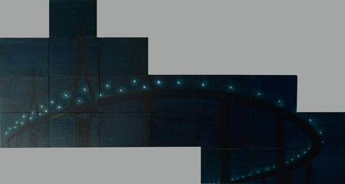 Koehlbrandbruecke, 90 x 200 cm, Oel auf HDF-Platten, 2012